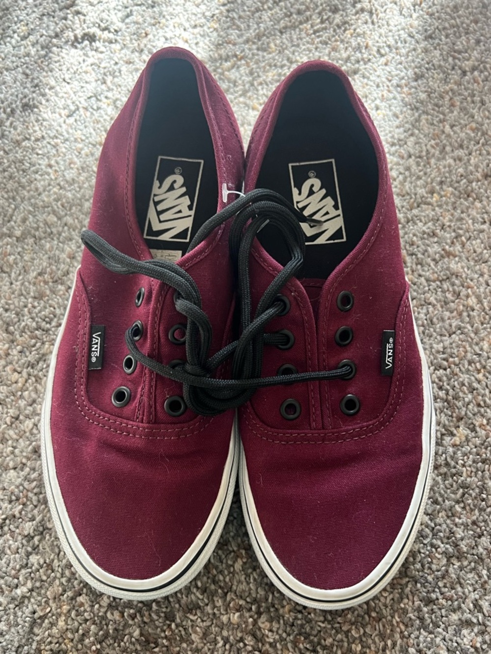Unisex Vans Authentic Canvas Skate Shoes - Maroon with Black Laces.